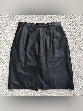 COSA NOVA VTG Black Genuine Leather Mini Skirt Womens 6 EUC